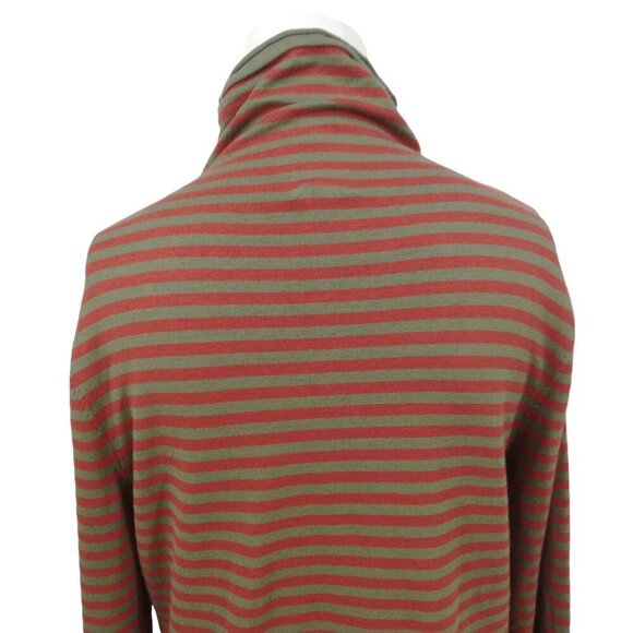Duluth Trading S'no Sweat Mock Neck Sweater Size M Shirt Stripe Orange Stretch - Picture 9 of 12